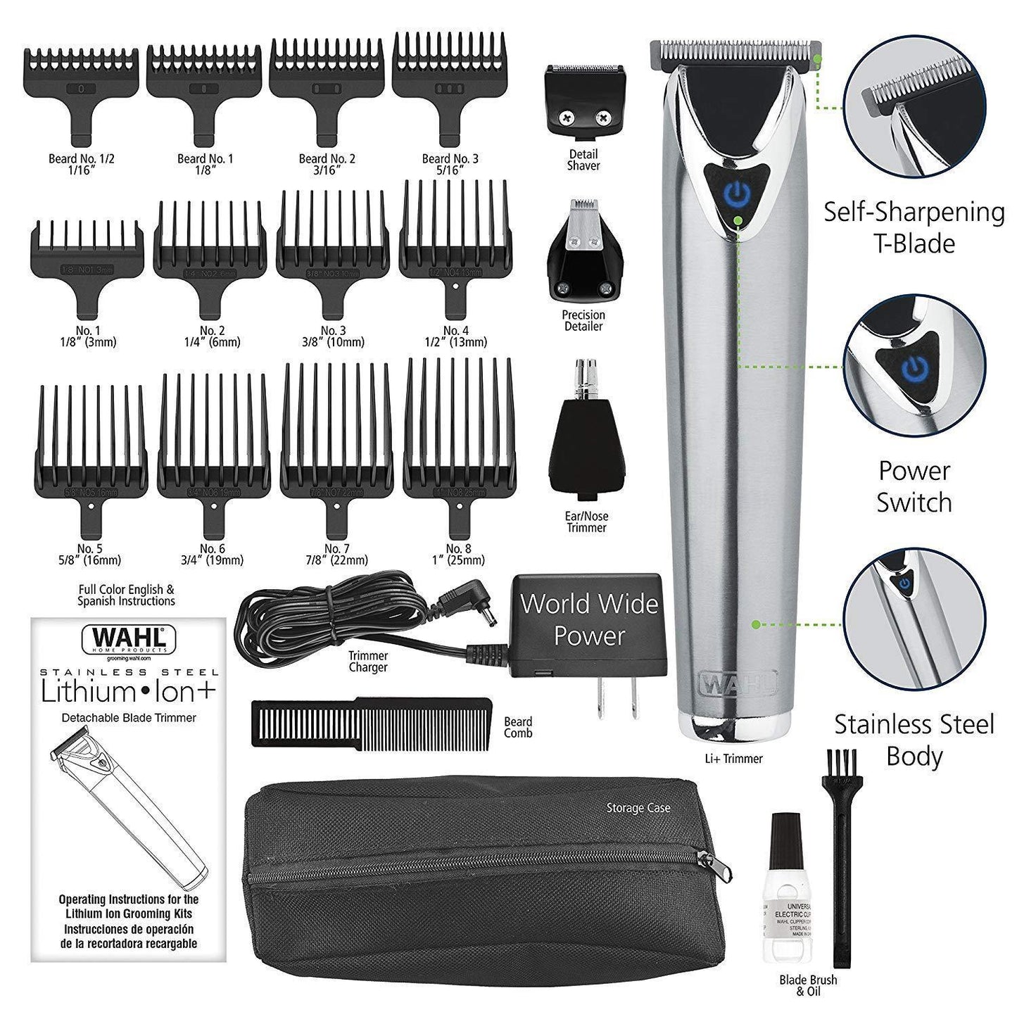 Wahl Clipper Steel Lithium Ion Plus Beard Trimmers for Men