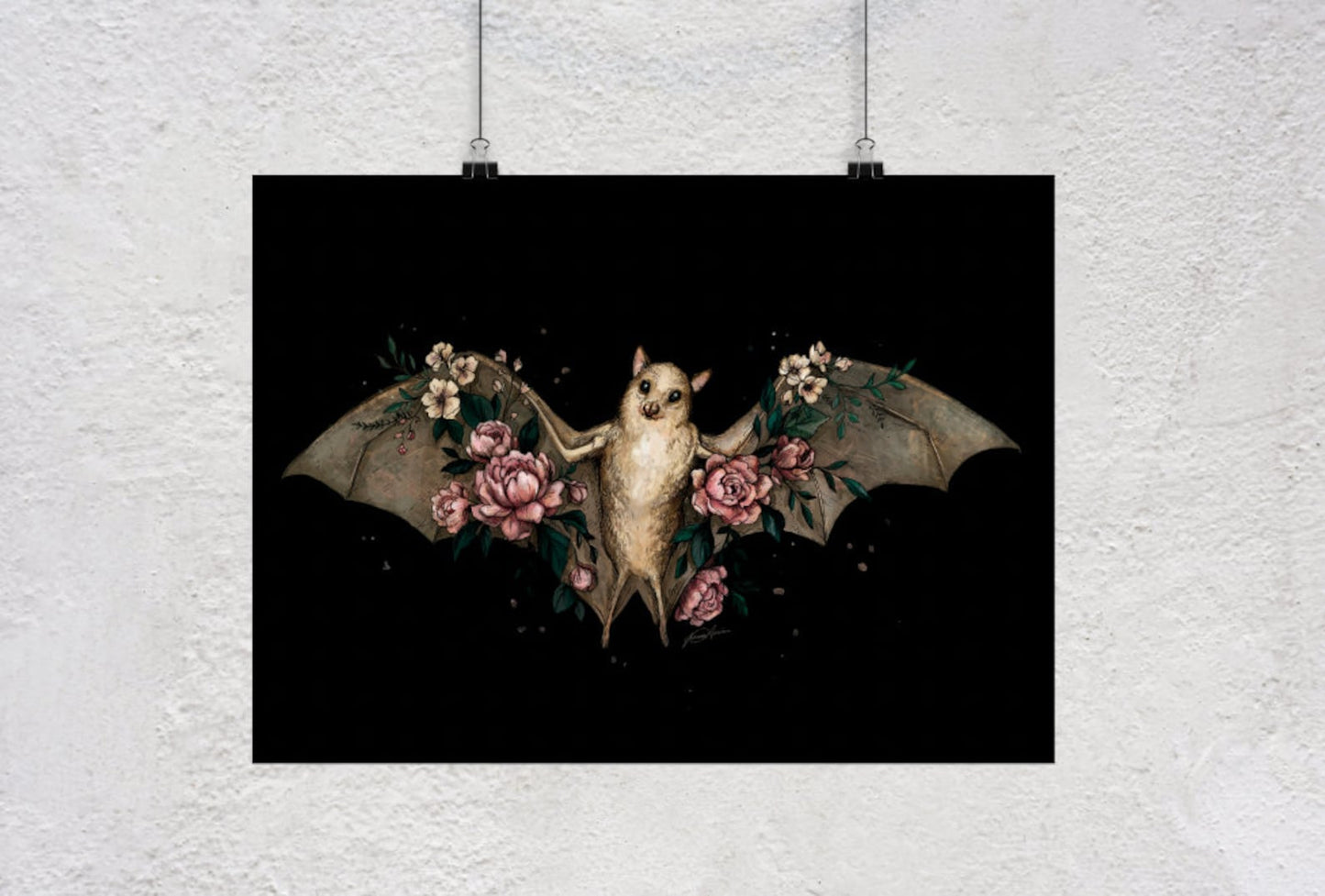 "Fruit Bat & Floral" Art Print - Joanna Garcia Art